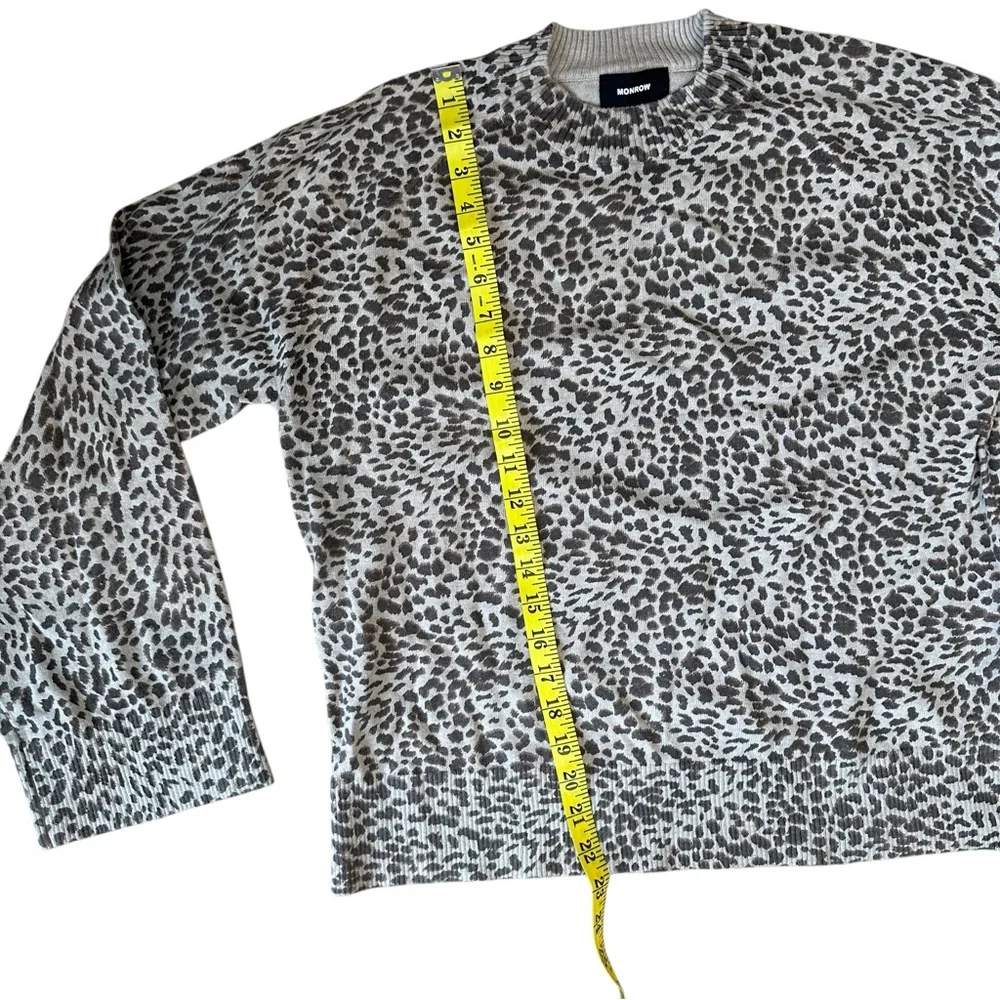 NWT Monrow Brown Leopard Modern Mock Neck Sweater Cashmere Blend L Large - Picture 7 of 9